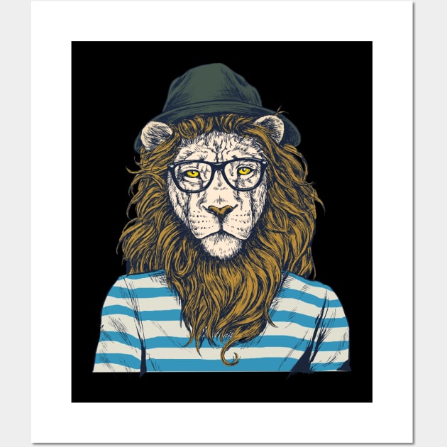 Hipster Lion Wall Art by CryptoTextile